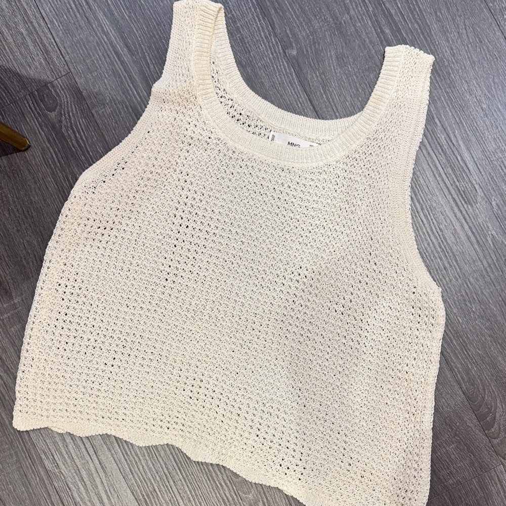 Cream Knit Sleeveless Top